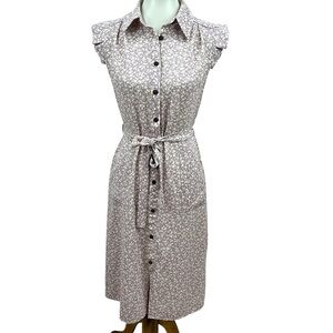 Modcloth Monteau Lavender Ditsy Floral Retro Collar Button Front Shirt Dress